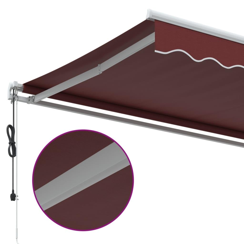 Festnight Store Banne Motorisé 5x3,5 Store banne Electrique avec Télécommande Auvent Rétractable à Bras Repliable pour Balcons Terrasse et Jardin-Bordeaux et blanc-500 x 350 cm