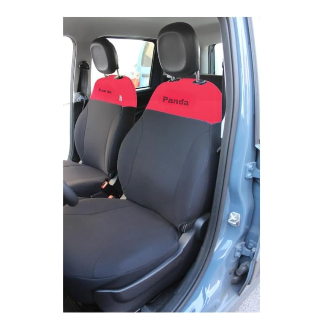 Coprisedili Auto In Cotone Per Fiat Panda 2003-2012 - Giallo/Nero, Made In Italy, Set Completo 4 Posti - Foto 6