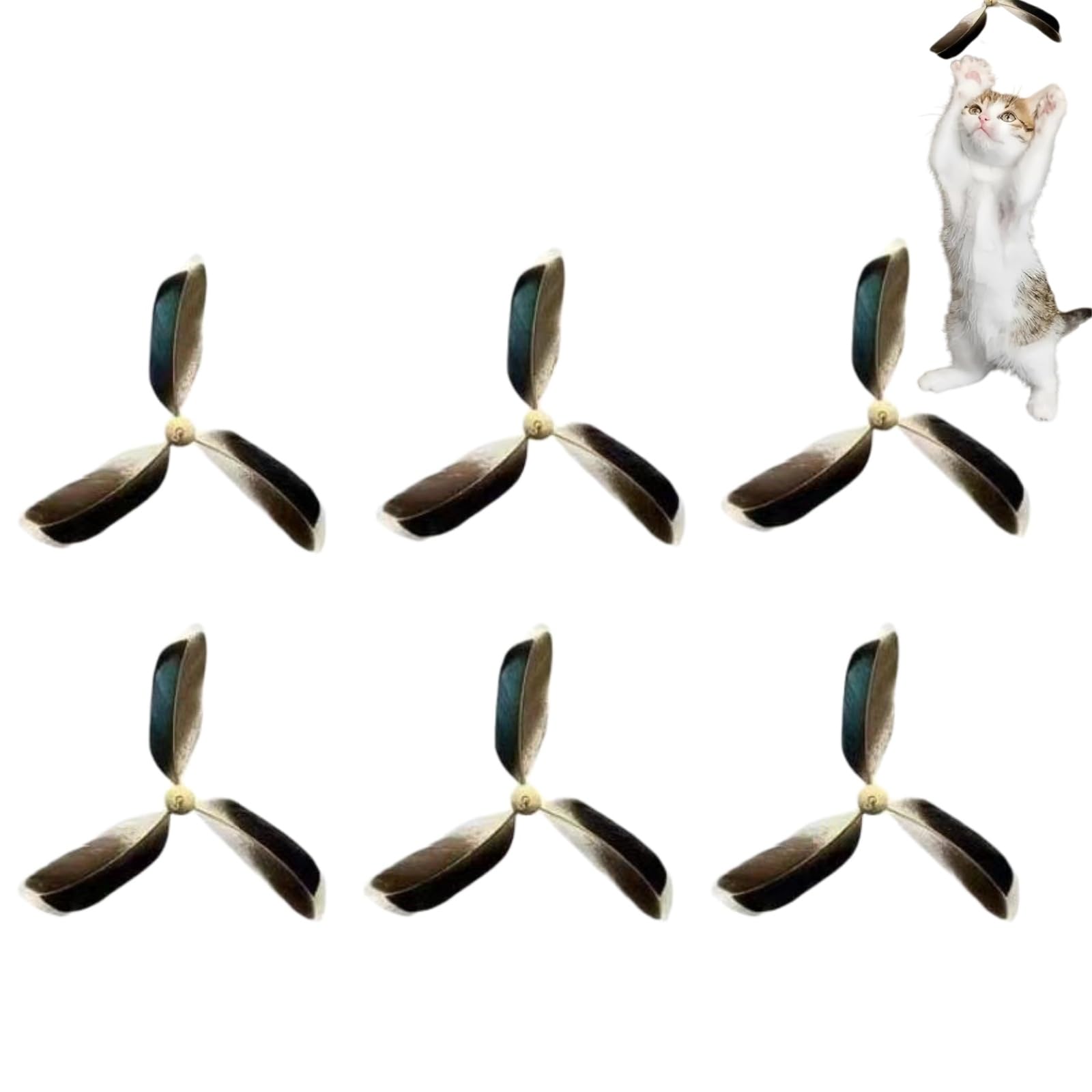 Duminyu 6 Pack Cat Feather Toy Refills with Bell, Detachable Spinning Feather Replacements for Cat Teaser Wands, Interactive Cat Toy Attachments for Indoor Cats Kittens