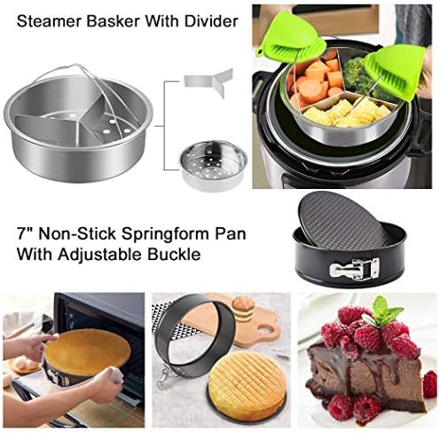 20Pcs Accessories for Instant Pot 6 qt 8qt, Ninja Foodi 8qt - 60 Pcs Parchment Papers, 2 Steamer Baskets, Springform Pan,Stackable Egg Steamer Rack, Instruction & Recipes Book