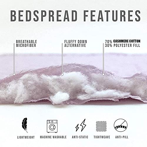 Couvre-lit matelassé lit double grand format courtepointe patchwork microfibre et taies d'oreiller - 2