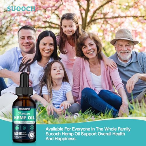 SUOOCH Hemp Oil Drops for Sleep, Premium Organic Maximum Strength, High Potency 100% Natural, Pain Relief 2 Pack 5101nkO2MfL. SL500 - SUOOCH Hemp Oil Drops for Sleep, Premium Organic Maximum Strength, High Potency 100% Natural, Pain Relief 2 Pack