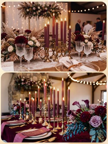 Image of Treela 36 Pcs Flameless Taper Candle,Brown, 0.8x10″, Vertical Stripes