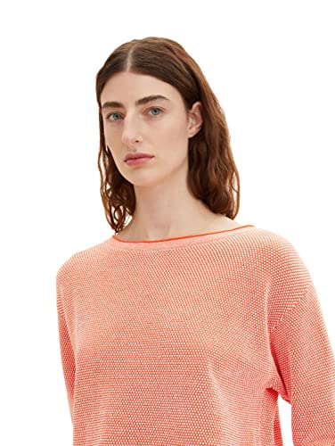 TOM TAILOR Damen Strickpullover aus Bio-Baumwolle, 31310 - Red Bubble Structure, XS – Ansicht 4