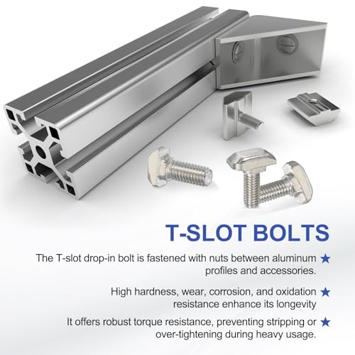 Image of PATIKIL M6 x 12 mm Thread T-Slot Bolts, 20 Pcs Drop-in Bolt Hammer Head T-Bolt Standard 8 mm Sliding Screw Stud for 30 Series Aluminum Extrusion Profile, Silver