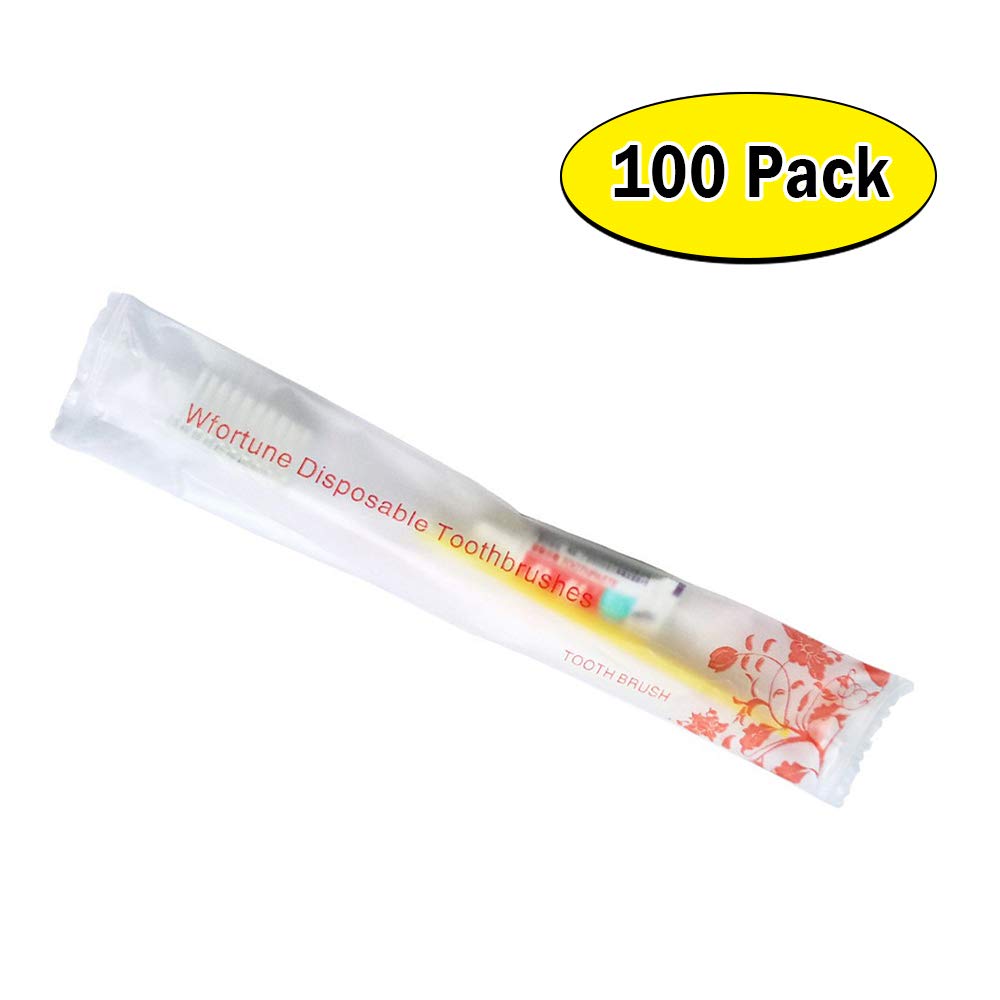 Brosse à Dents Jetable, 100 Brosses à Dents Jetables En Pâte De Dentifrice, Emballées Individuellement Pour L'équipement De Salle De Bains D'hôtel, De Lavage De Camping, Etc. (100 Pièces)