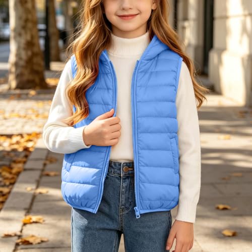 Gouuuia Girls Hooded Puffer Vest Cute Zip Up Sleeveless Coat 4-15 Years - image 8