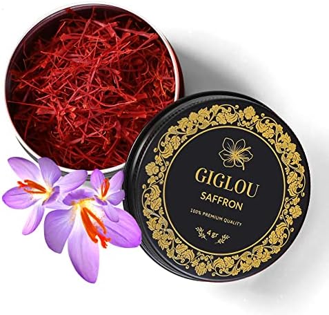GIGLOU Saffron, 4 Grams of Premium Quality Saffron Threads All-Red Saffron Spice Saffron for your Paella, Risotto, Tea, Rice (4 Grams Super Negin)