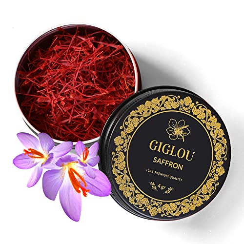 Giglou Saffron, 4 Grams Of Premium Quality Saffron Threads All-Red Saffron Spice Saffron For Your Paella, Risotto, Tea, Rice (4 Grams Super Negin) #TOP20