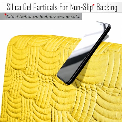 Image of HOMETHREADS Innovative Premium Velvet Sofa Cover Mat with PVC Backing for Non-Slip Comfort (C Yellow, 1 Seater | 70x70cm)