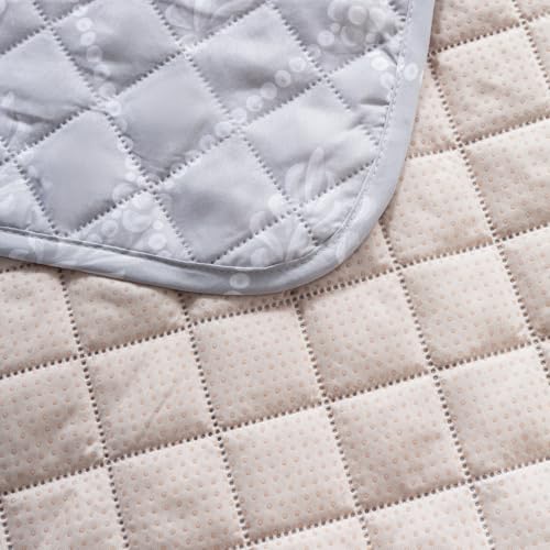 Image of House of Quirk 'Mughal Series' Printed Quilted Sofa Cover for 1 /2 /3 /4 Seater - Anti-Slip, Washable Couch Protector Slipcover (Backrest, Grey Canvas, 50x70 cm)