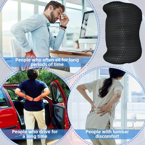 DTYGUIXE Cuscino di Supporto Lombare Cuscino Posteriore con Cinghia Regolabile Cuscino Lombare in Memory Foam Cuscino di Sostegno Lombare per Sedia da Ufficio, Seduta Auto (Nero) - 5