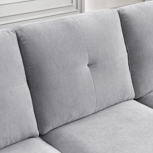 Lykos 80" L Shaped Sectional Sofa, Convertible Couch With Reversible Chaise And Removable Cushions And Pockets For Small Space Apartment, Office,Living Room And Bedroom (Light Grey) #TOP3