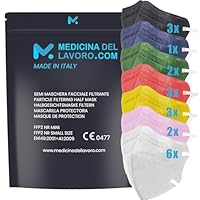 20 FFP2/KN95 Maske Bunt Mix CE Zertifiziert Kleine Größe Small, Medizinische Mask mit 4 Lagige Masken, Partikelschutzmaske, Atemschutzmaske mit Hoher BFE-Filtereffizienz≥94 | 20 Stück - Made in Italy