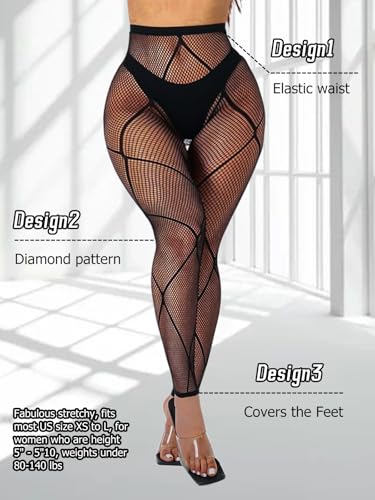 Image of Buitifo Women Sexy Tights Fishnet Opening Leggings Lingerie Pants | Stripe Pantihose Sheer Mesh Bikini Cover Up Cute for Outfits One Size