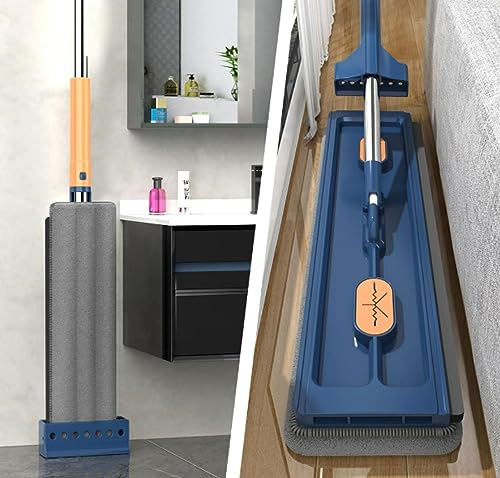 Balai plat blanc avec 2 serpillères microfibre réutilisables pour sols - 3