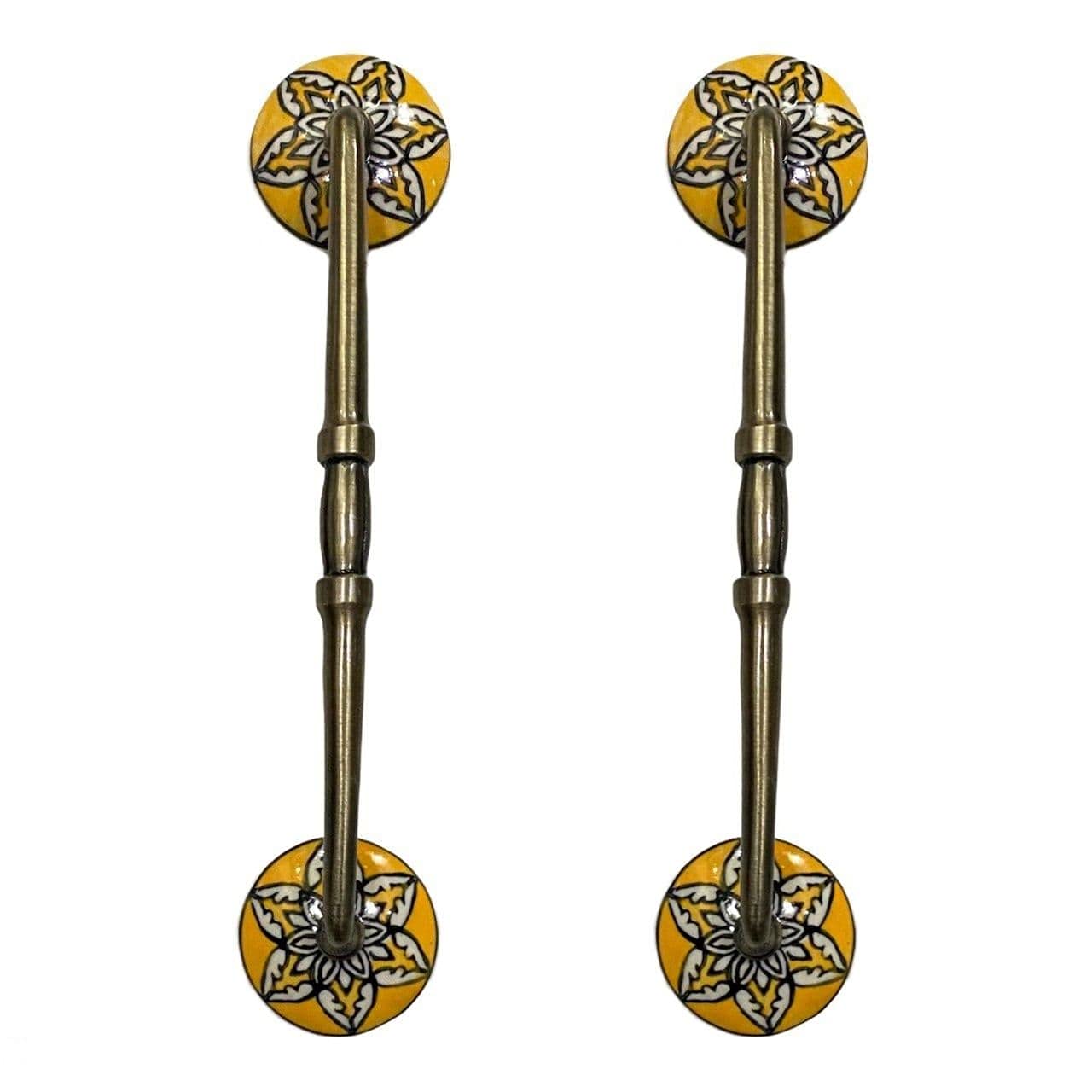 Maison Belle Ceramic Door Handle Gold Antique Finish - (Size 8 Inch, Flower Hand Painted) Hole to Hole 6 INCH - Pack of 1 Handle (B09BG518Q3) Amazon Price History, Amazon Price Tracker