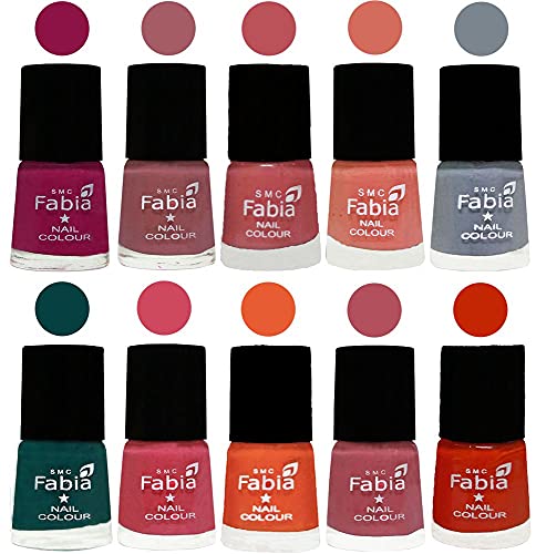 Image of ALL IN ONE (PACK OF 10), Long Lasting Glossy Nail Polish, 6 ml Each, All Vibrant Colours,01948