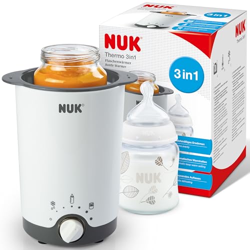 NUK Thermo 3 en 1 Chauffe-biberon | Décongèle en douceur, réchauffe et maintient au chaud les liquides et les aliments mous | Panier amovible pour un retrait facile |...
