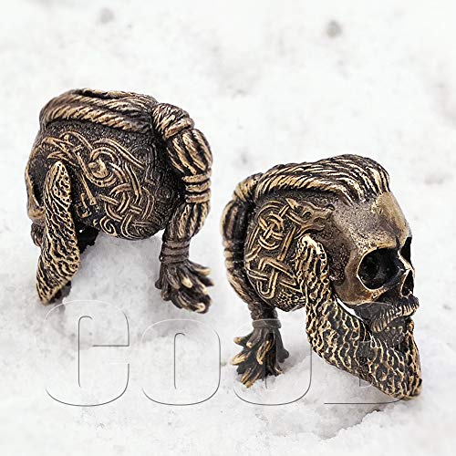 CooB EDC Paracord Bead Beads Ragnar Lothbrok Skull Moving Jaw Charm Pendant DIY Hand-Casted Beads Charms for Paracord Bracelet Knife Lanyar 1pcs/Lot (Ragnar Bronze)
