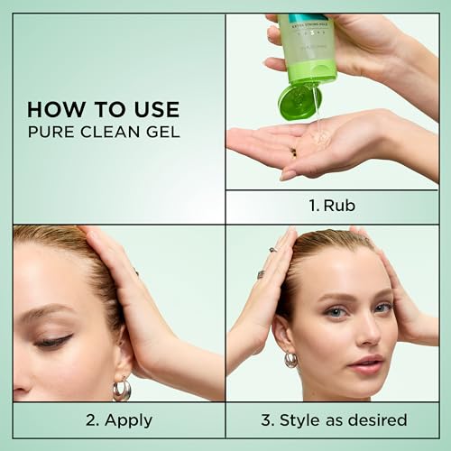 Image of Garnier Fructis Pure Clean Styling Hair Gel, Extra Strong Hold for Up to 24HRs, Non-Flaking, Non-Sticky Formula with Aloe Extract, Made for All Hair Types, 6.8 fl oz (Packaging May Vary)