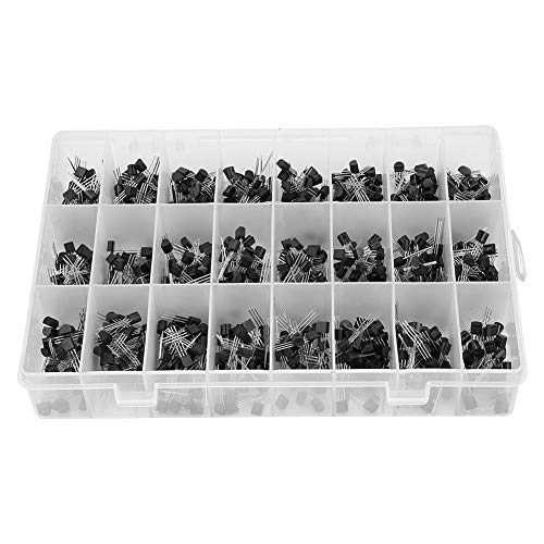 Surtido de Transistores, 840pcs NPN PNP a 92 2N2222A-BC558, para Profesionales Electrónicos o Entusiastas con Caja de Almacenamiento de Plástico