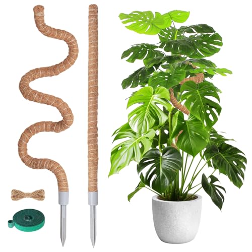 2PCS Bendable Moss Pole Plant Support - 120 & 62cm Plant Stick Supports