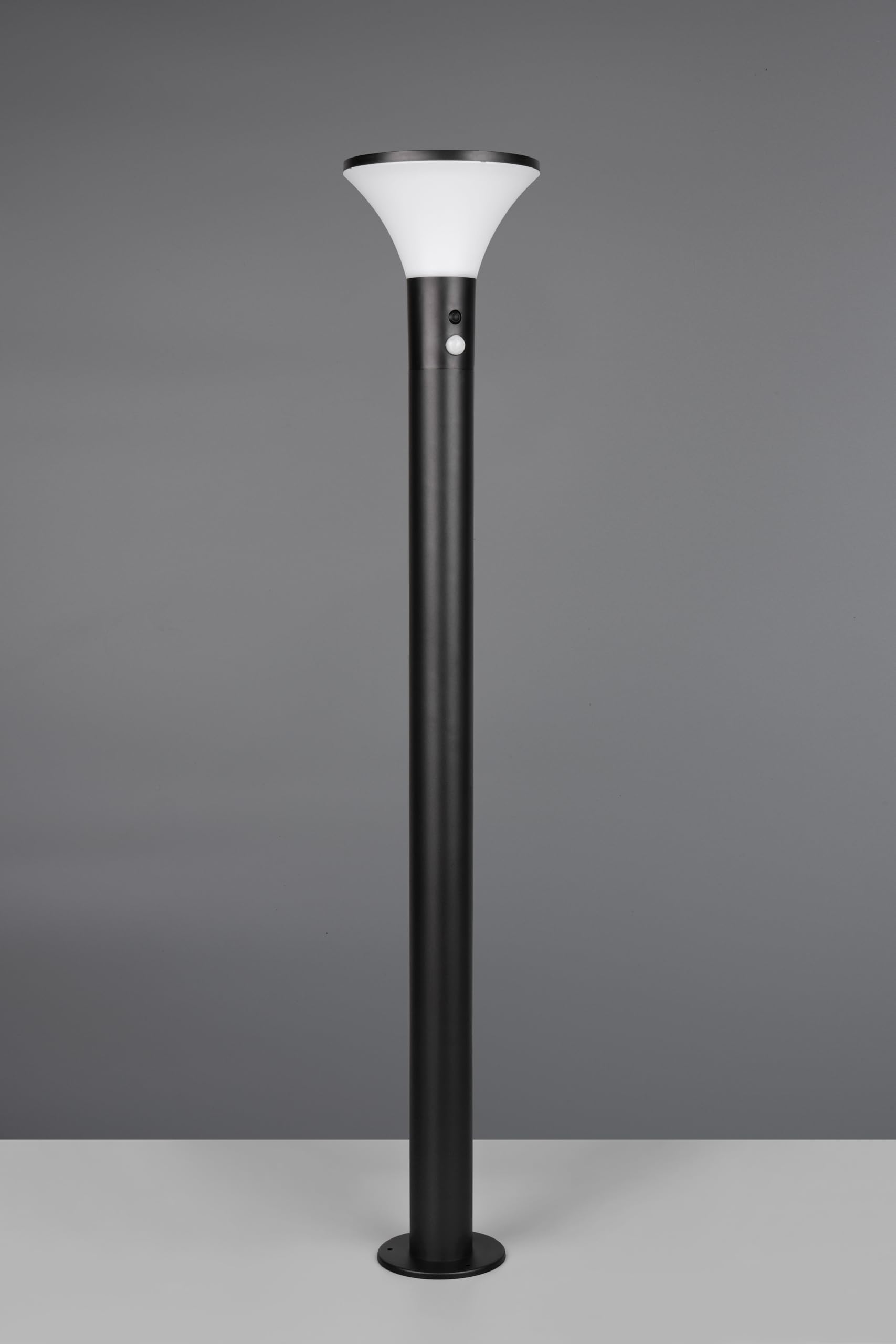 Reality Leuchten LED Außen Wegeleuchte Gorda R44676132, Kunststoff Schwarz matt, 3.5 Watt LED, Hybrid Solar/Akku, Dämmerungssensor, Bewegungssensor
