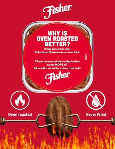 Image of Fisher Oven Roasted Never Fried Mammoth Pecans, 17 Ounces (Pack of 6), Heart Healthy Snacks for Adults, Made with Sea Salt, No Added Oil or Artificial Ingredients, Gluten Free, Vegan Protein, Bulk