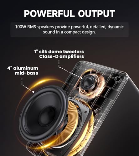 Image of Edifier M90 Computer Speakers, 100W RMS Desktop Speakers, Hi-Res Audio, LDAC,Bluetooth 6.0 Compact Speaker, HDMI eARC /Optical /USB-C /AUX Input, SUB Out Powered Speakers, Remote Control for TV /PC-Black