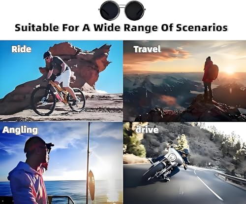 Adjustable Polarized Round Sunglasses for Men,1-9 Stepless Tint Gearsglasses,ND9 Lens UV Protection,Travel & Beach Shades2