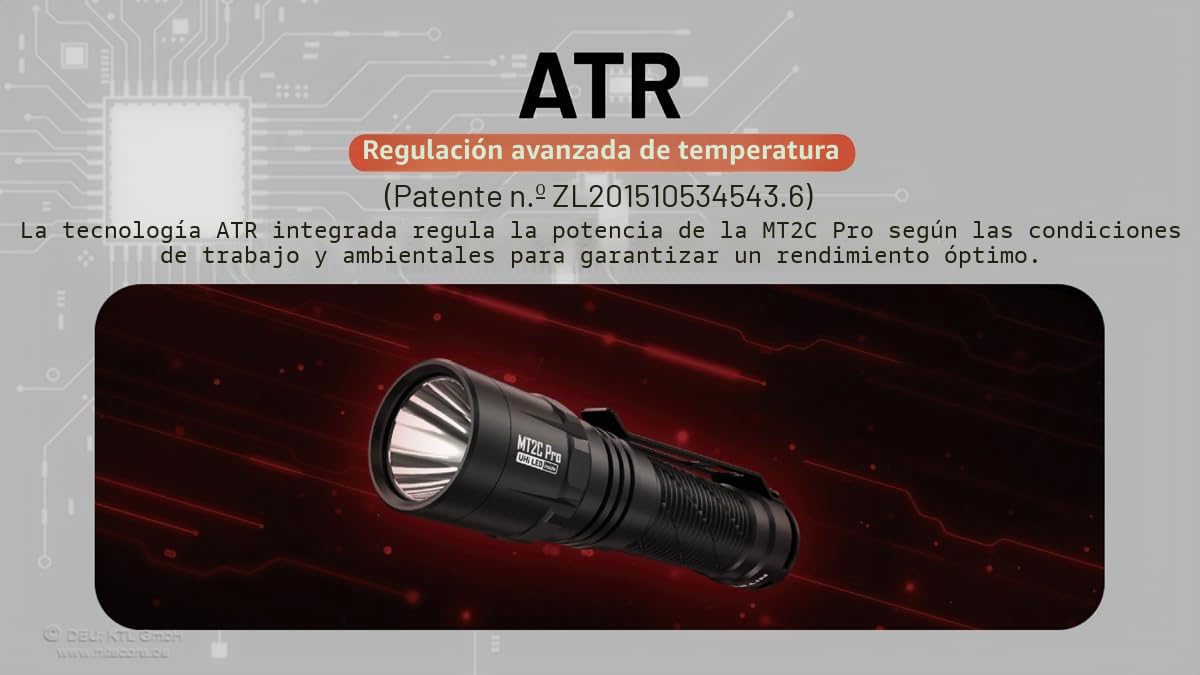 Nitecore MT2C PRO Linterna LED compacta y táctica recargable por USB 1800 lúmenes Alcance hasta 520 m con batería