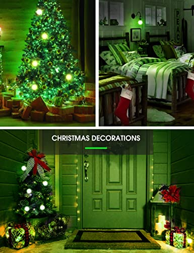 Image of L LOHAS LED Green LED Light Bulbs, A19 9W (60W Equivalent) Christmas Green Colored Light Bulb Indoor, E26 Base, Non-Dim, 4 Pack
