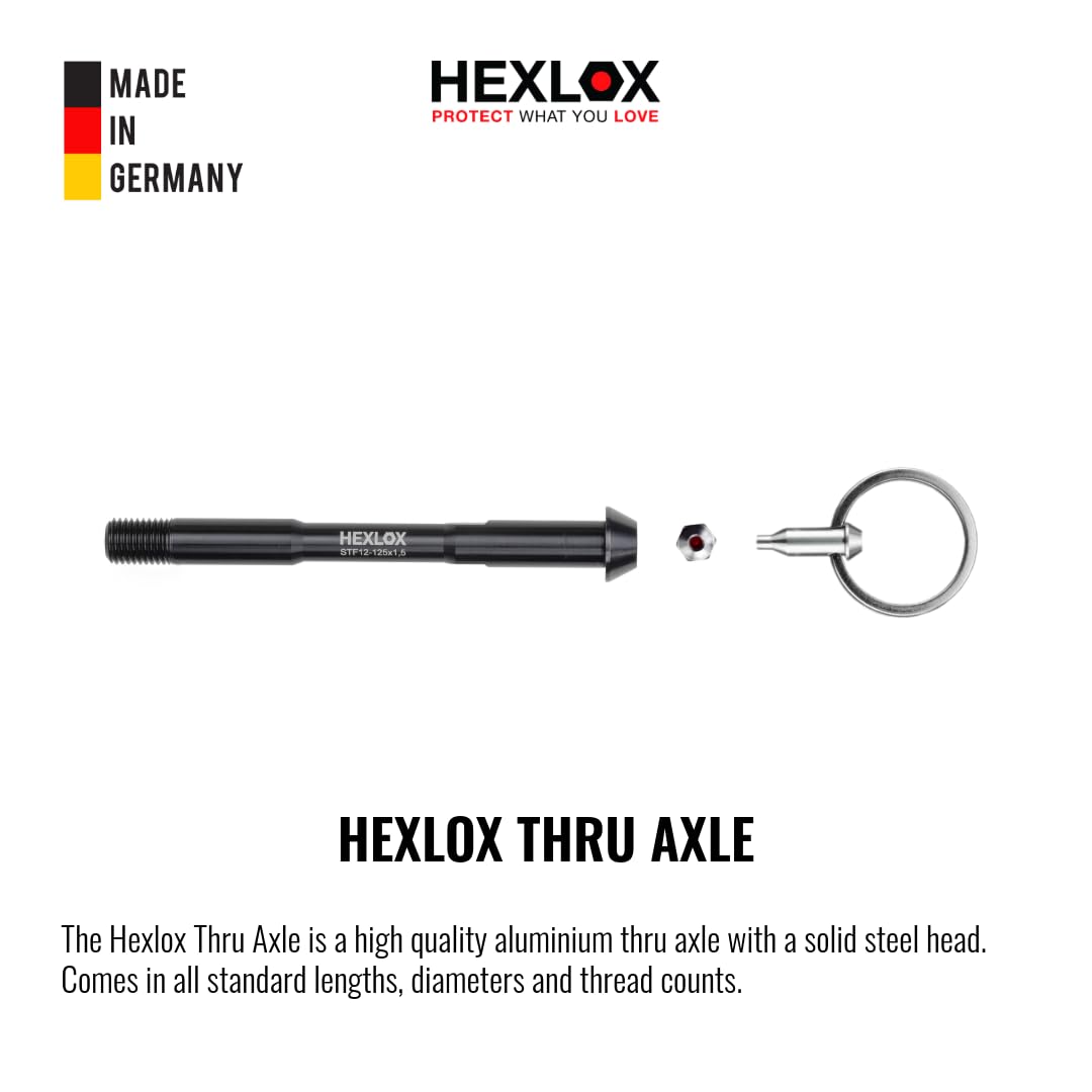 Steckachse für Fahrrad – Thru Axle mit Diebstahlschutz – CNC – Aluminium – Kompatibel mit M12/M14/M15 Gewinde – Für MTB, Gravel, Rennrad – Made in Germany
