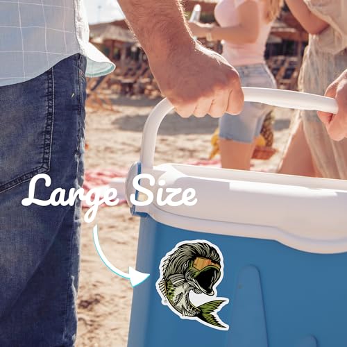 Image of Mullet Bass Sticker (2 Pack), Strong Adhesive Waterproof Funny Fishing Stickers and Decals - No Fade, Used for Laptop, Mobile, Window, Bumper, RV, Water Bottle, Boat, Truck & Car
