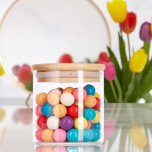 Miniatura 5 de JUVITUS Tarro de borosilicato de vidrio transparente de 10 onzas con tapa sellada de silicona de bambú (paquete de 6) para almacenamiento de