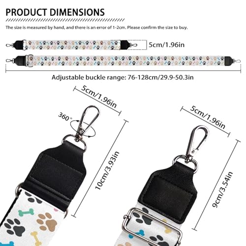 Image of Talayituse Dog Paw Bone Print Shoulder Strap Wide Purse Bag Strap Adjustable Replacement Belt Luggage Crossbody Shoulder Bag Strap for Women Girls