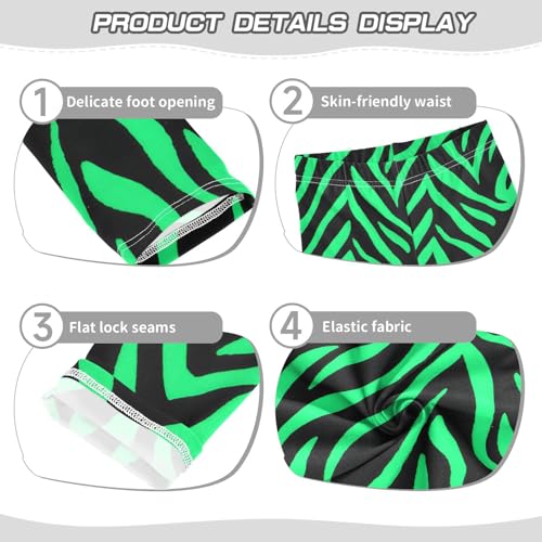 ALAZA Girls' Leggings Children's Yoga Pants Skinny Printed Dance Green Zebra Stripe Comfortable 4T2