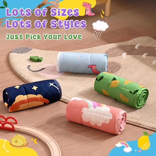 anfie Weighted Lap Pad 2 Pounds, Weighted Blanket Kids(20"*30") Cooling Blanket for Sleeping,Weighted Throw Blanket for Travel Indoor Outdoor (Light Blue Dinosaur)