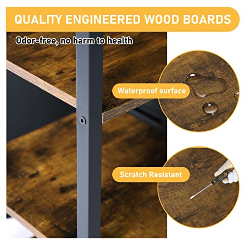 Rustic Storage Dresser With Drawers And Shelves -28''L×13''W×32''H Industrial Storage Cabinet With 3 Lightweight Linen Drawers, Metal&Wood Entryway Storage Unit,Kitchen Coffee Bar Cabinet,Dark Brown #TOP2