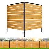 3 Panels No Dig Wooden Privacy Fence Screen, 42' H X 40' W Outdoor Air...