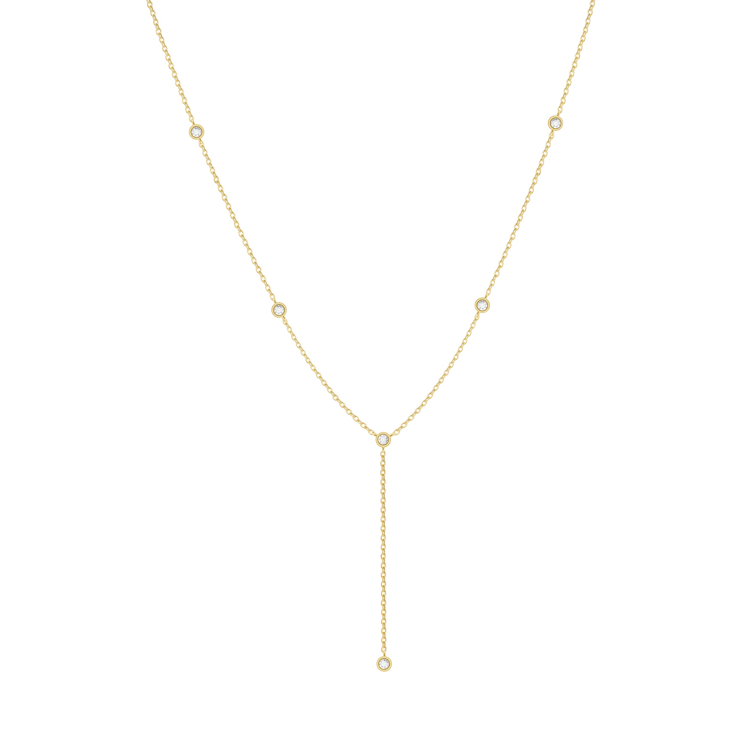 Lariat Necklace for Women，Dainty Gold Long Necklaces 14k Gold Plated CZ Lips Bead Y-Shaped Drop Chain Necklace Simple Gold Layered Necklaces for Women Trendy Gold Jewelry Gifts for Women