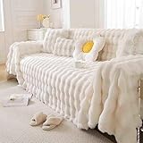 Tissu de haute qualité : notre housse de canapé est fabriquée en tissu peluche de lapin, doux et confortable au toucher, respirant, résistant à l'usure, aux rayures, finition soignée, coutures solides et uniformes, belle apparence, décoration parfaite pour votre canapé. Convient pour toutes les saisons.