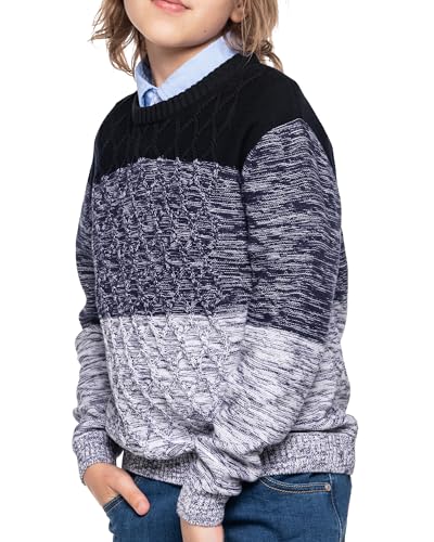 Image of BOBOYOYO Boys Sweaters 100% Cotton Cable Knit Kids Sweater Striped Pullover