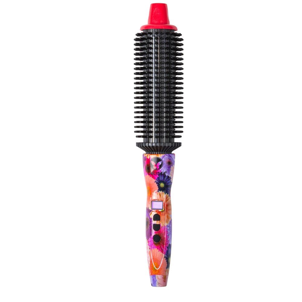 CALISTA Perfecter Pro Heated Round Brush | Curl, Volumize, and Style Hair with No Heat Damage for Healthier Hair | 4 Sizes for All Hair Types | Dual Voltage & Adjustable Temp (Daisy Bloom, 1.5)