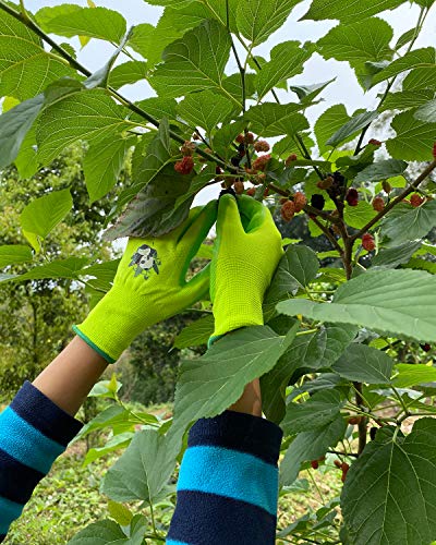 HANDLANDY Kids Gardening Gloves for Age 2-13, 3 Pairs Nitrile Coated Toddler Garden Gloves for Childrens Little Girls Boys Youth (Size 2(for age 2-4))