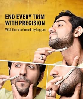 BOMBAY SHAVING COMPANY Flash Charging Men Beard Trimmer with Styling Pen Trimmer 120 min Runtime 38 Length Settings (Green)