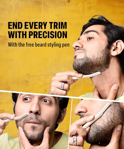 BOMBAY SHAVING COMPANY Flash Charging Men Beard Trimmer with Styling Pen Trimmer 120 min Runtime 38 Length Settings (Green)