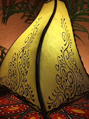 Orientalische Tischlampe Rahaf 35cm Lederlampe Hennalampe Lampe | Marokkanische kleine Tischlampen aus Metall… – Bild 4