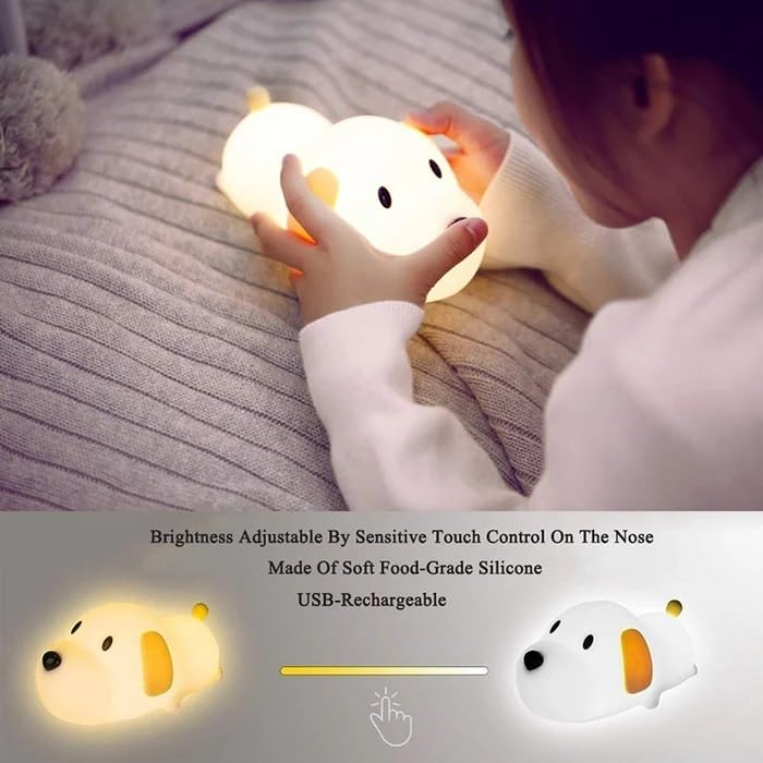 Image of Desidiya Sleeping Puppy Rechargeable Silicone Night Lamp - Cute Puppy LED Lamp, Kids Night Light, Nursery Decor, Birthday Gift, Silicone LED Light